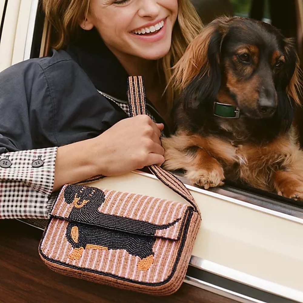 Anthropologie The Fiona Beaded Bag: Dachshund Animal Edition